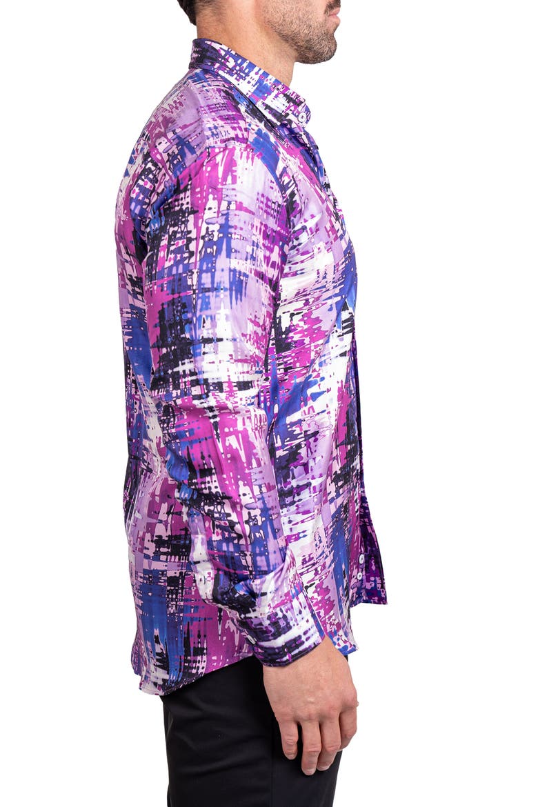 Fibonacci Ascension Contemporary Fit Button-Up Shirt, Alternate, color, PURPLE