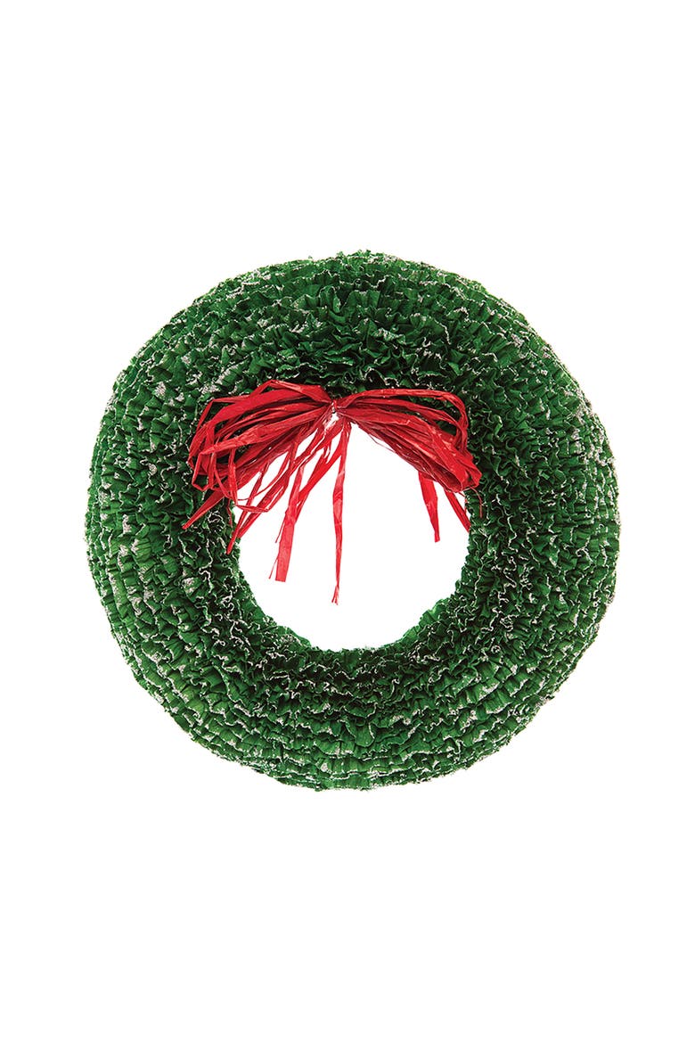Ruffle Wreath Christmas Tree Ornament, Main, color, Green