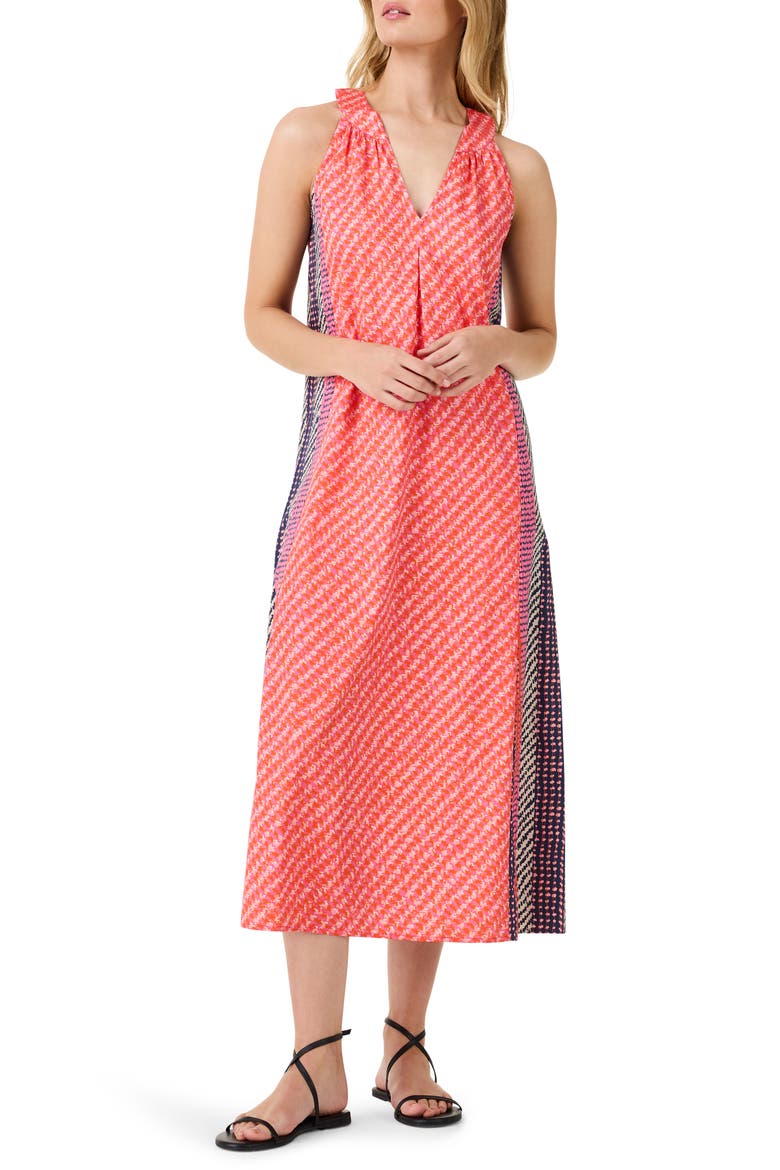 Spotty Stripes Sleeveless Midi Dress, Main, color, PINK MULTI