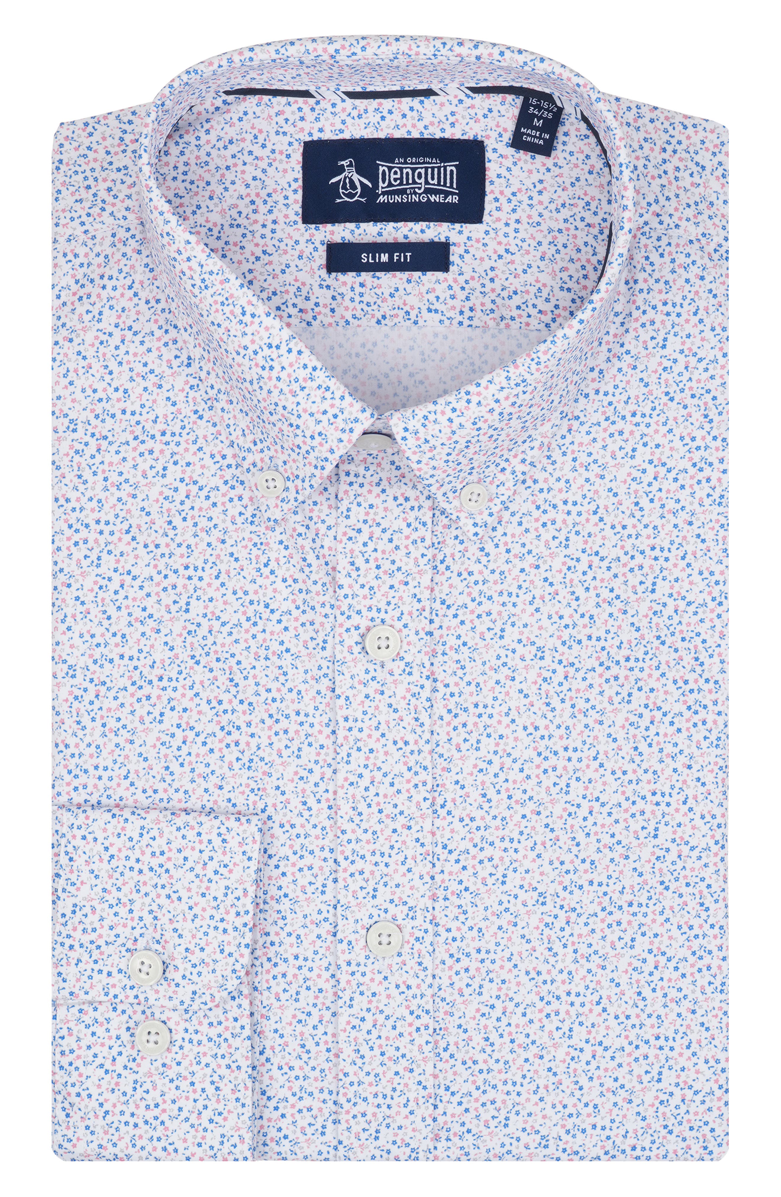 Original Penguin Micro Floral Print Slim Fit Dress Shirt