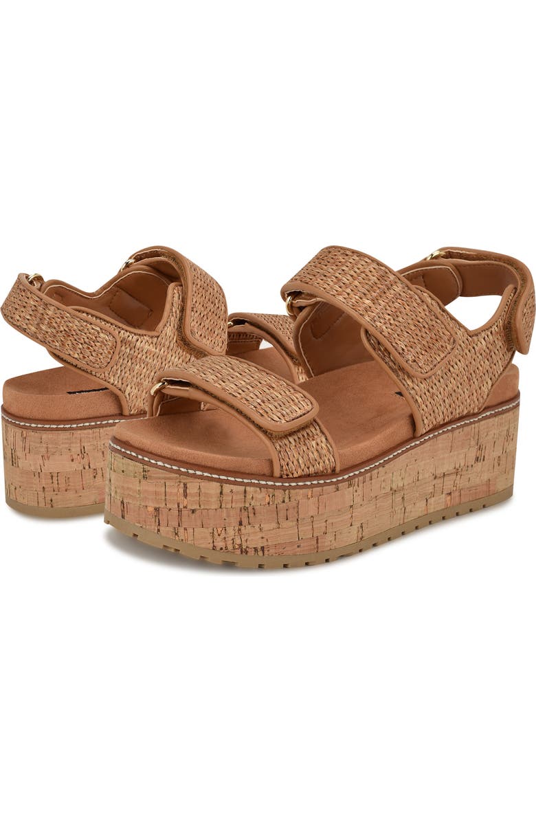 Nine West Heavin Platform Wedge Sandal, Alternate, color, Dark Natural