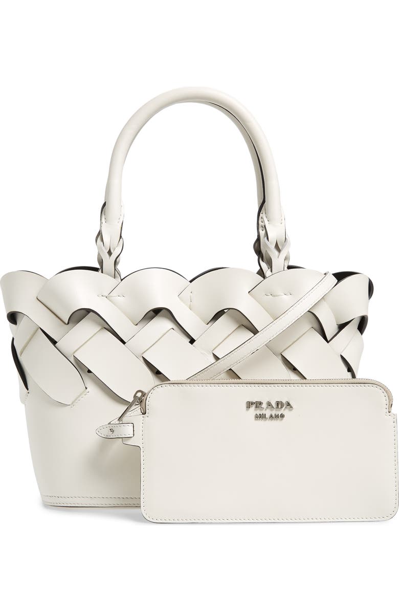 Prada Intreccio Vitello Small Bucket Bag, Alternate, color,