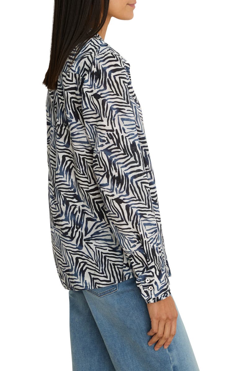 NIC+ZOE Inked Lines Button-Up Shirt, Alternate, color, Indigo Multi