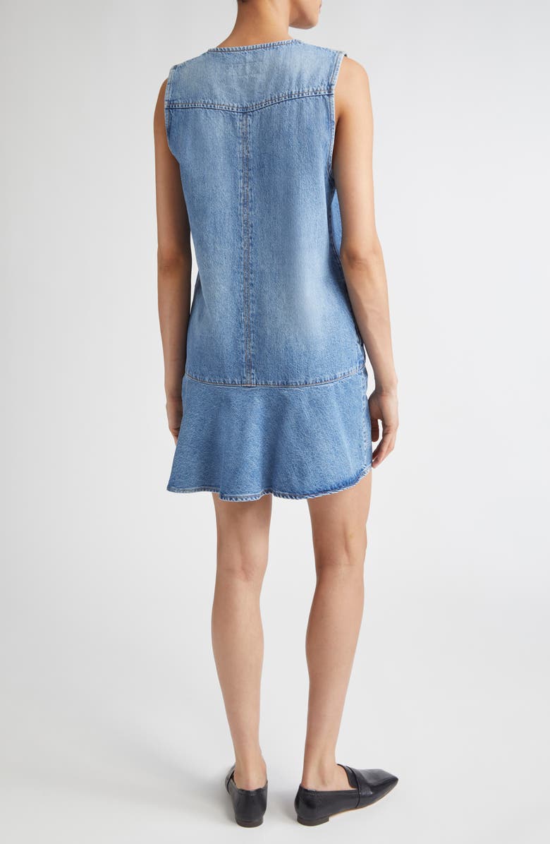 Brandon Maxwell The Rosie Flare Hem Denim Minidress, Alternate, color, Medium Vintage Wash