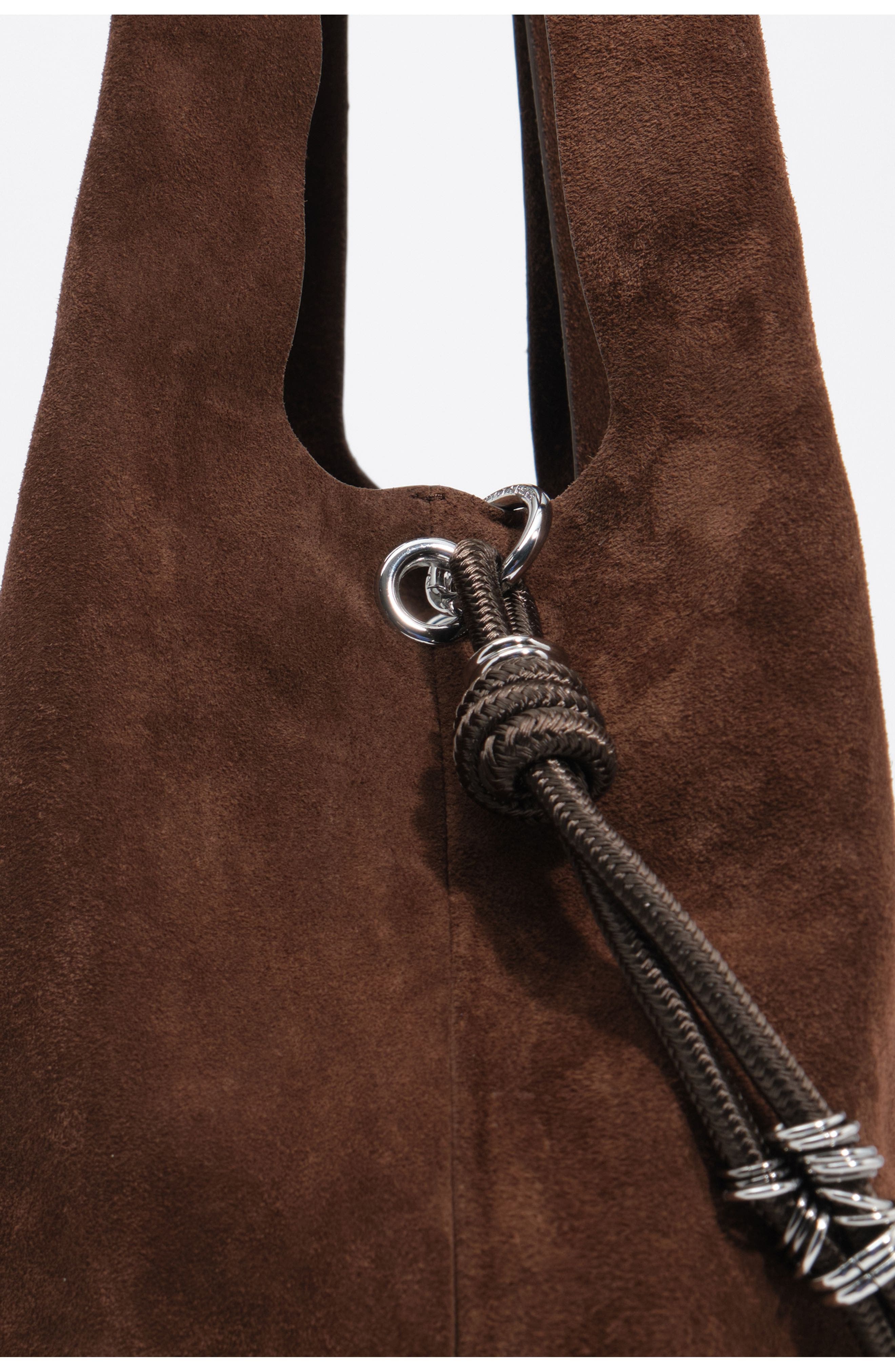 Large Suede Paper Bag, Alternate, color, COFFEE