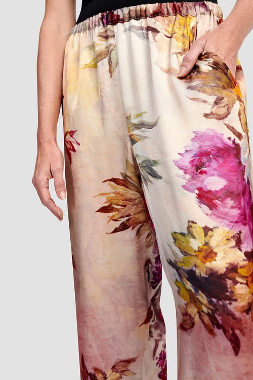 Alembika Rose-colored  Flowers Pull-on Dress Pants In Multi