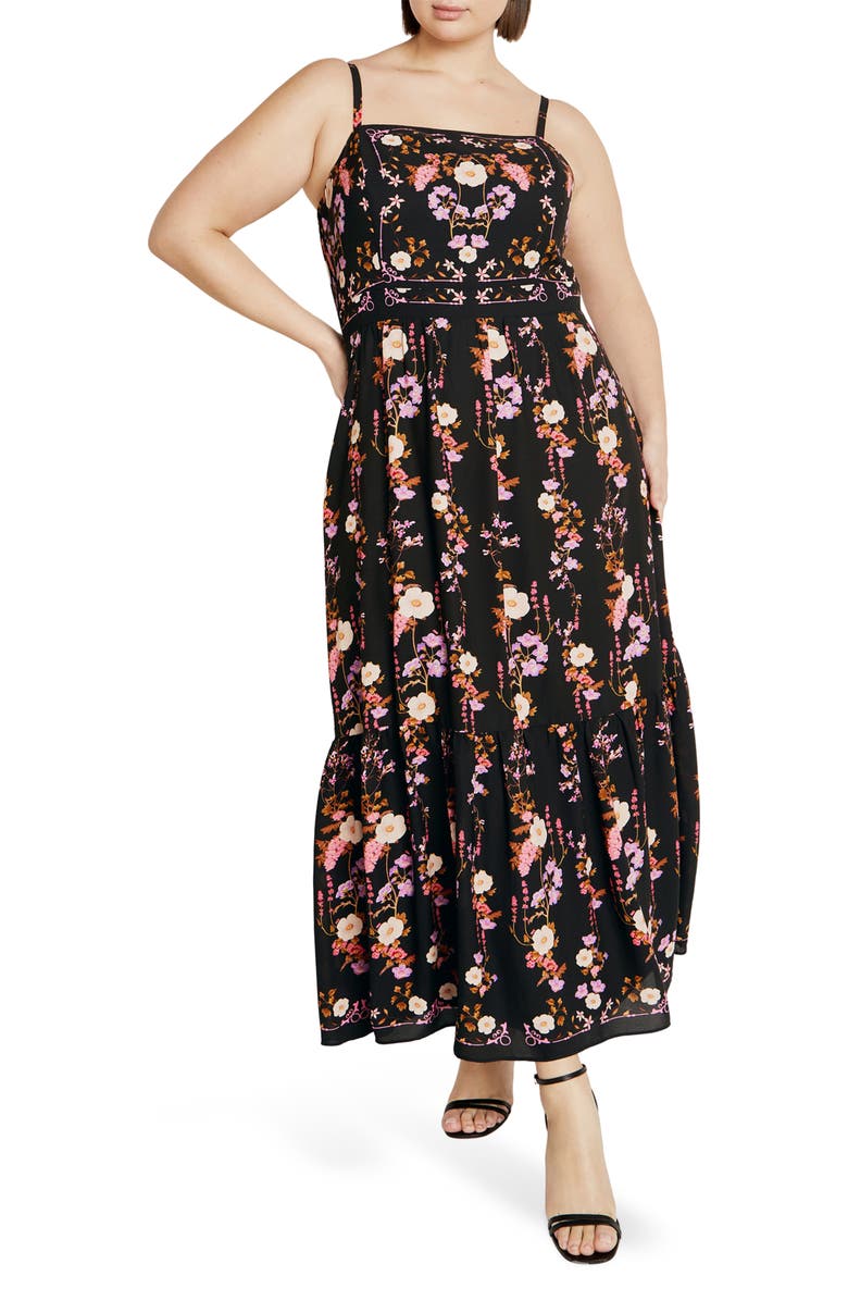 City Chic Molly Midi Sundress, Main, color, Bouquet