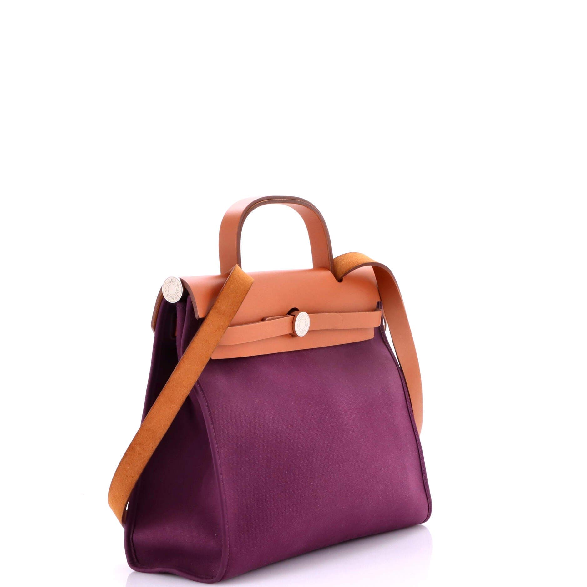 Pre-Owned Hermes Herbag Zip Leather and Toile 31, Alternate, color, Cassis