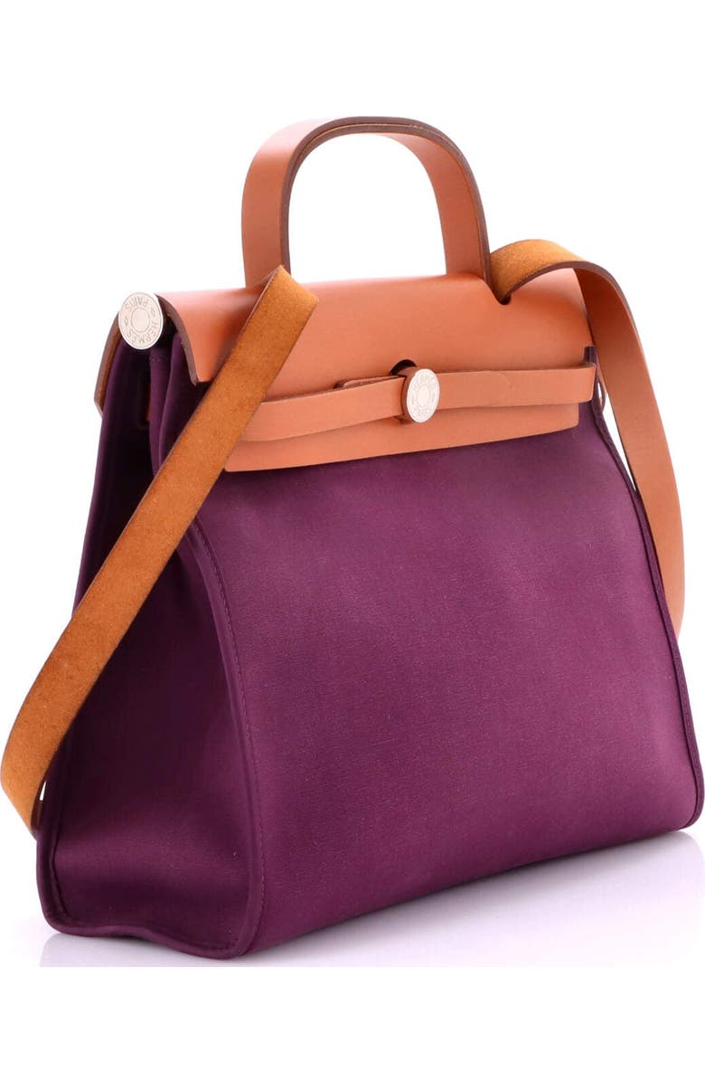 Pre-Owned Hermes Herbag Zip Leather and Toile 31, Alternate, color, Cassis