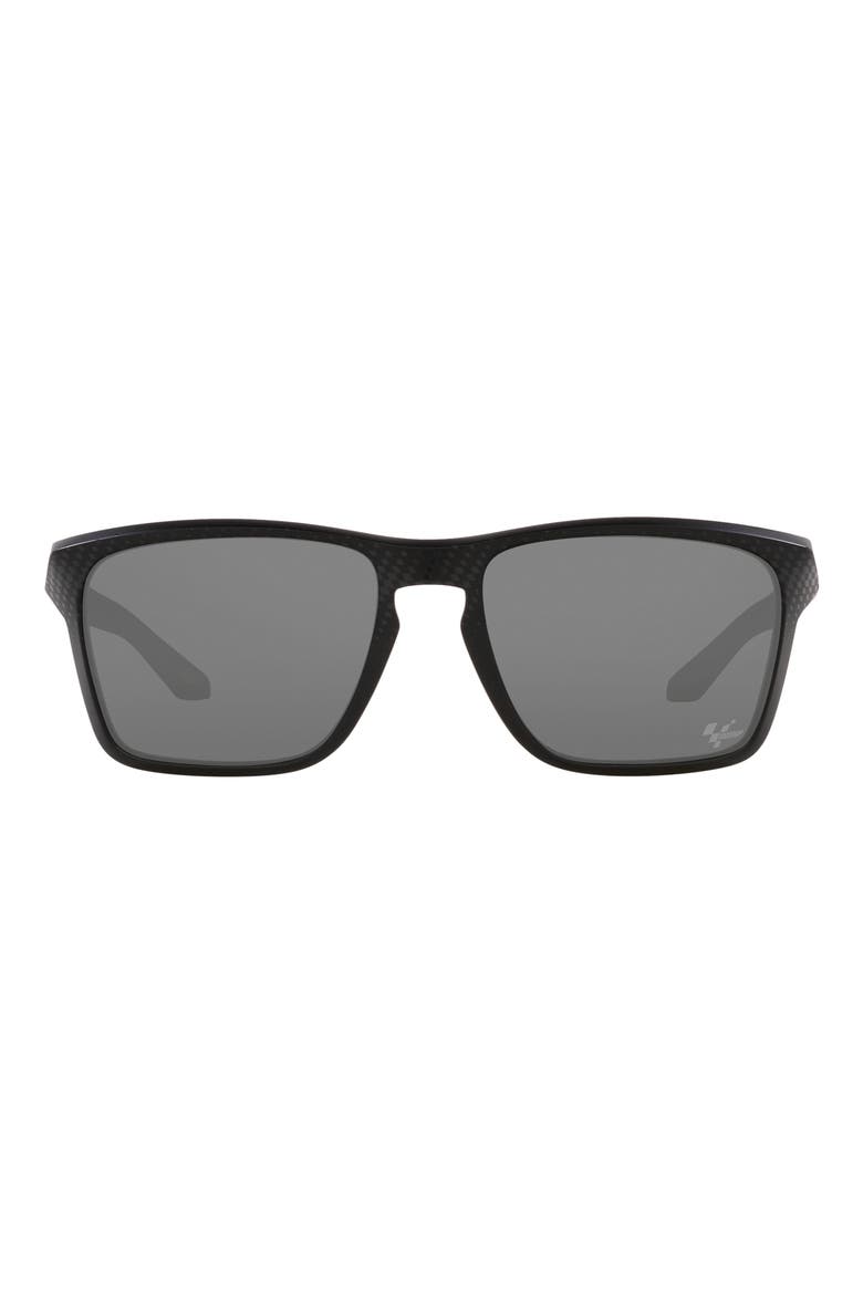 Sylas 57mm Prizm™ Rectangular Sunglasses, Main, color, SHINY BLACK