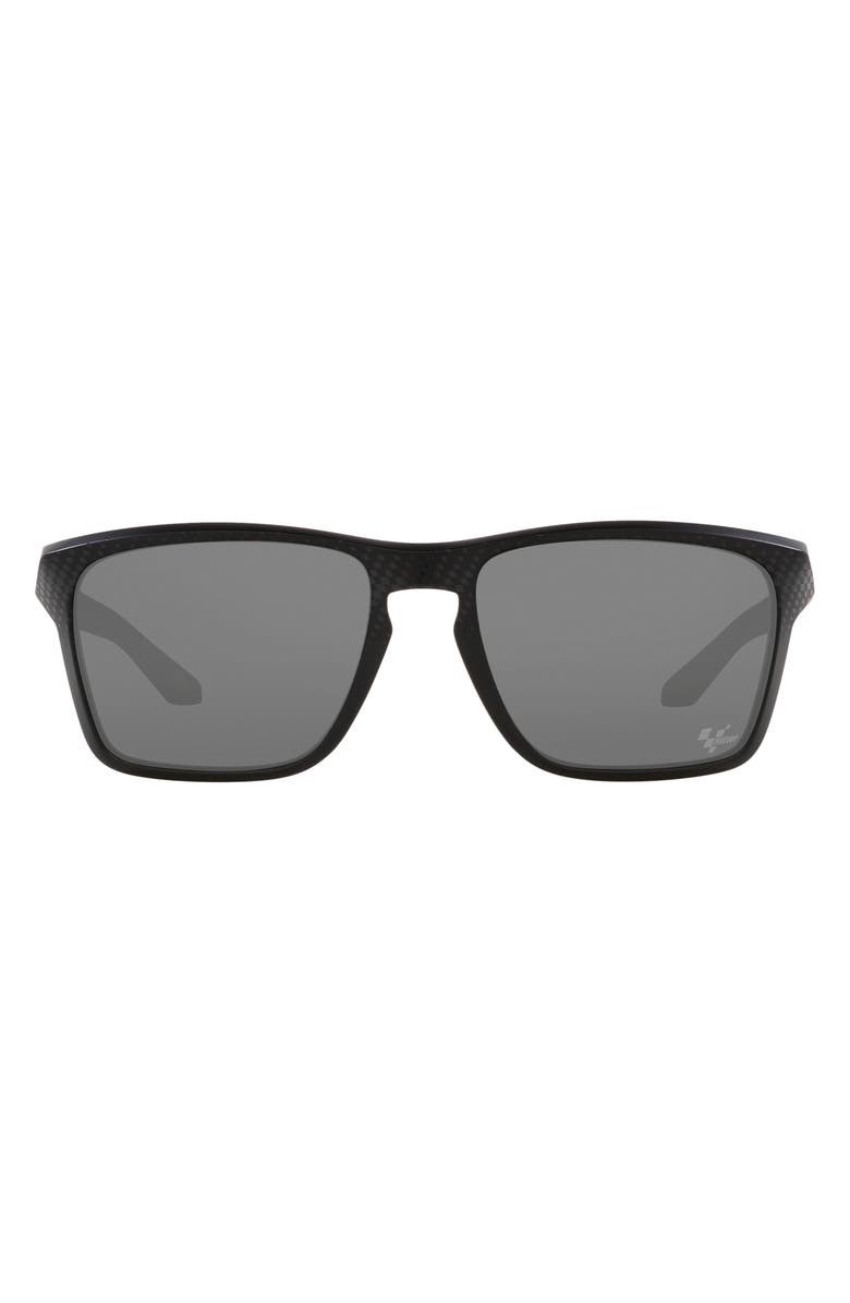 Oakley Sylas 57mm Prizm<sup>™</sup> Rectangular Sunglasses, Main, color, Shiny Black