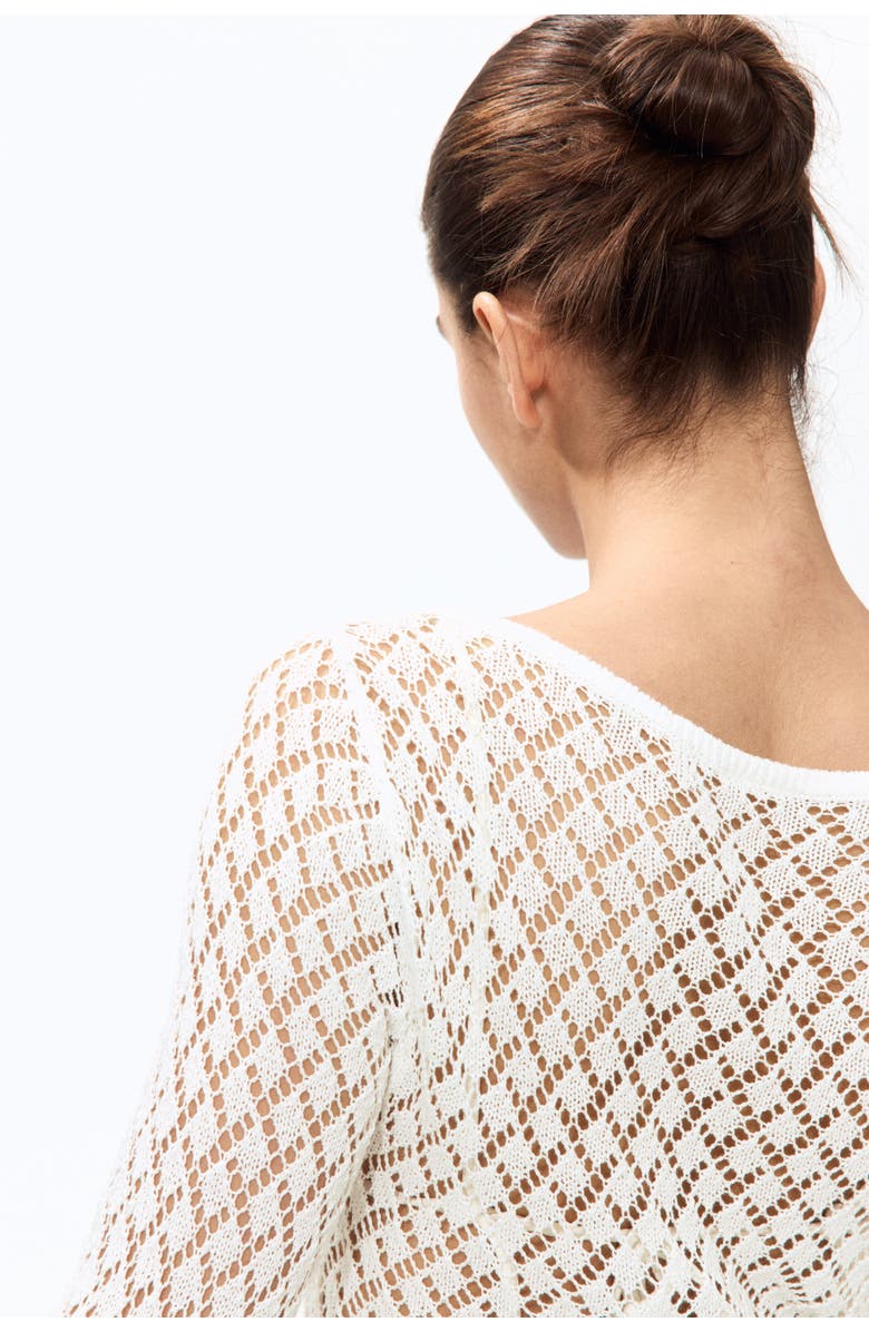 H&M Pointelle-knit Beach Dress, Alternate, color, White