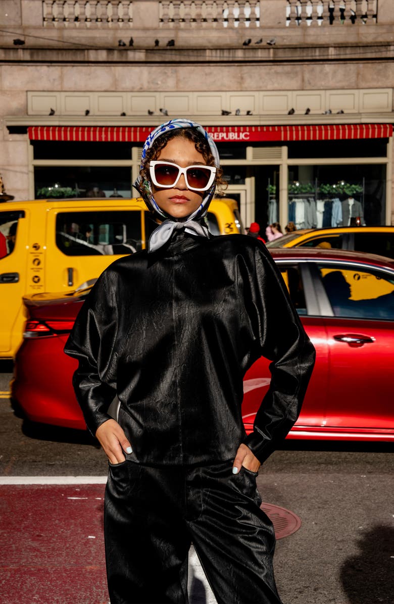 Jessie Zhao New York Double Sided Wool Silk Scarf In After Sunset, Alternate, color, Blue