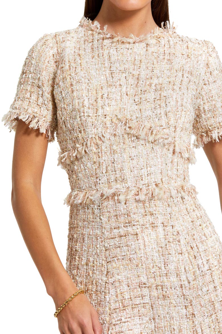 Petite Boucle Short Sleeve A Line Midi Dress, Alternate, color, Blush