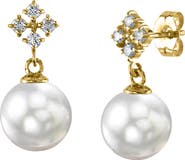 The Pearl Source White South Sea Pearl & Diamond Millie Earrings