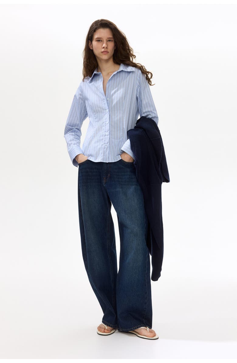 H&M Fitted Shirt, Alternate, color, Light Blue/Striped