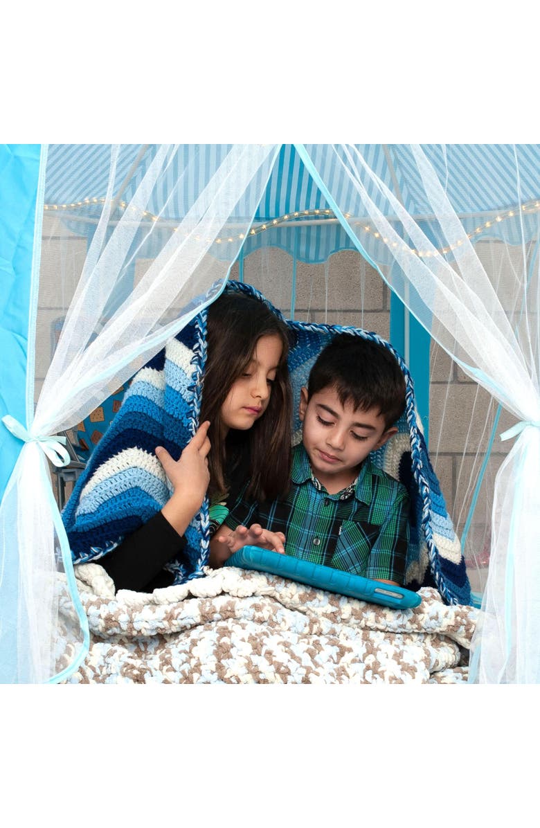 Toynk Blue Hexagon Fantasy Castle Play Tent | 53 x 47 x 55 Inches, Alternate, color, Blue
