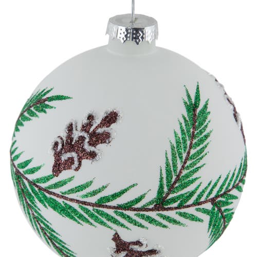 Northlight Glittered Glass Ball Christmas Ornaments With Pine Cones In Green