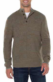 Button Mock Neck Marled Sweater