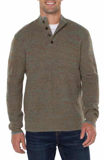 Button Mock Neck Marled Sweater