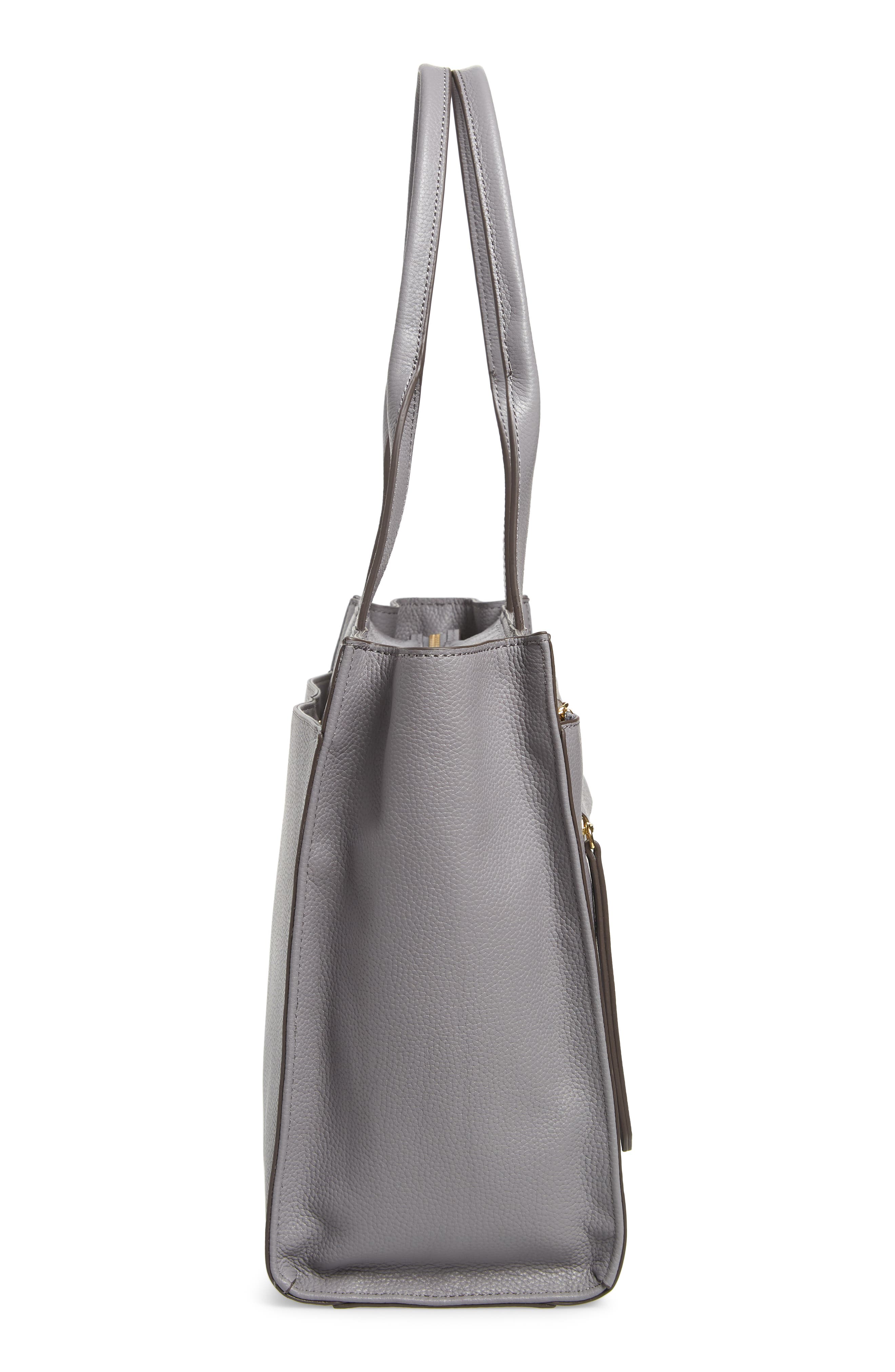 Finn Pebbled Leather Tote, Alternate, color, GREY FILIGREE