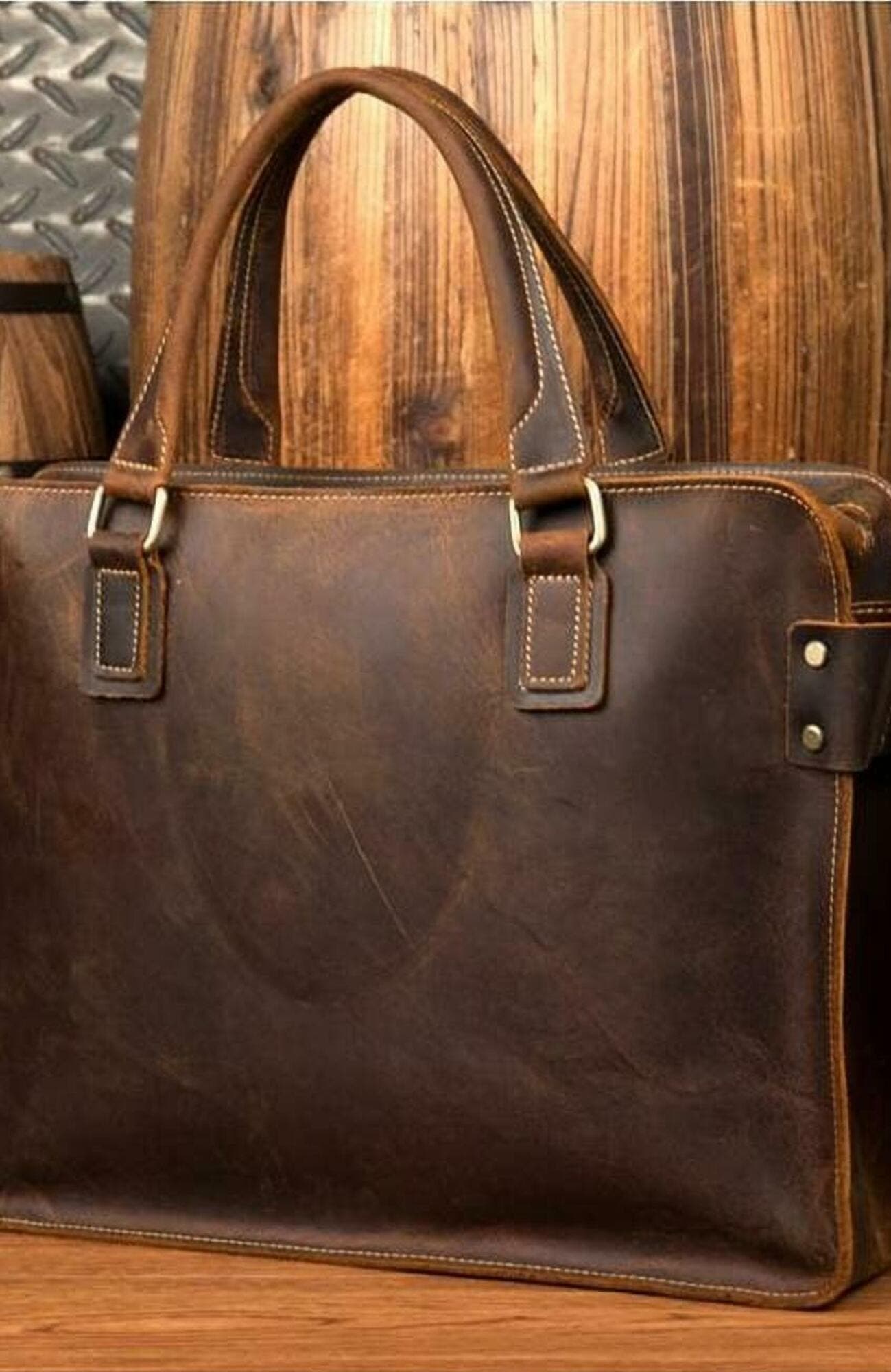 STEEL HORSE LEATHER The Viggo Briefcase | Genuine Leather Messenger Bag, Alternate, color, Brown