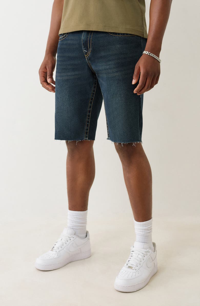 True Religion Ricky Raw Hem Straight Leg Denim Shorts, Alternate, color, 