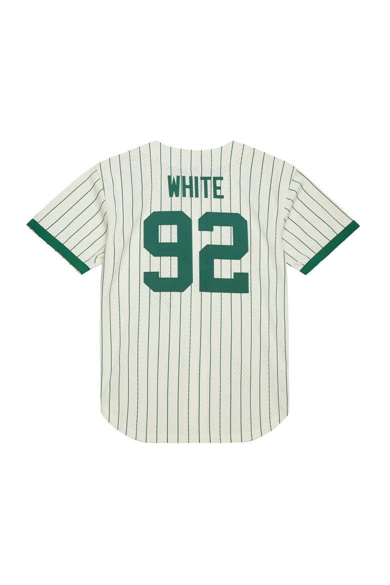 Men's Mitchell & Ness Reggie White Cream Green Bay Packers Name & Number Mesh Button-Up Baseball Jersey, Alternate, color, Cream