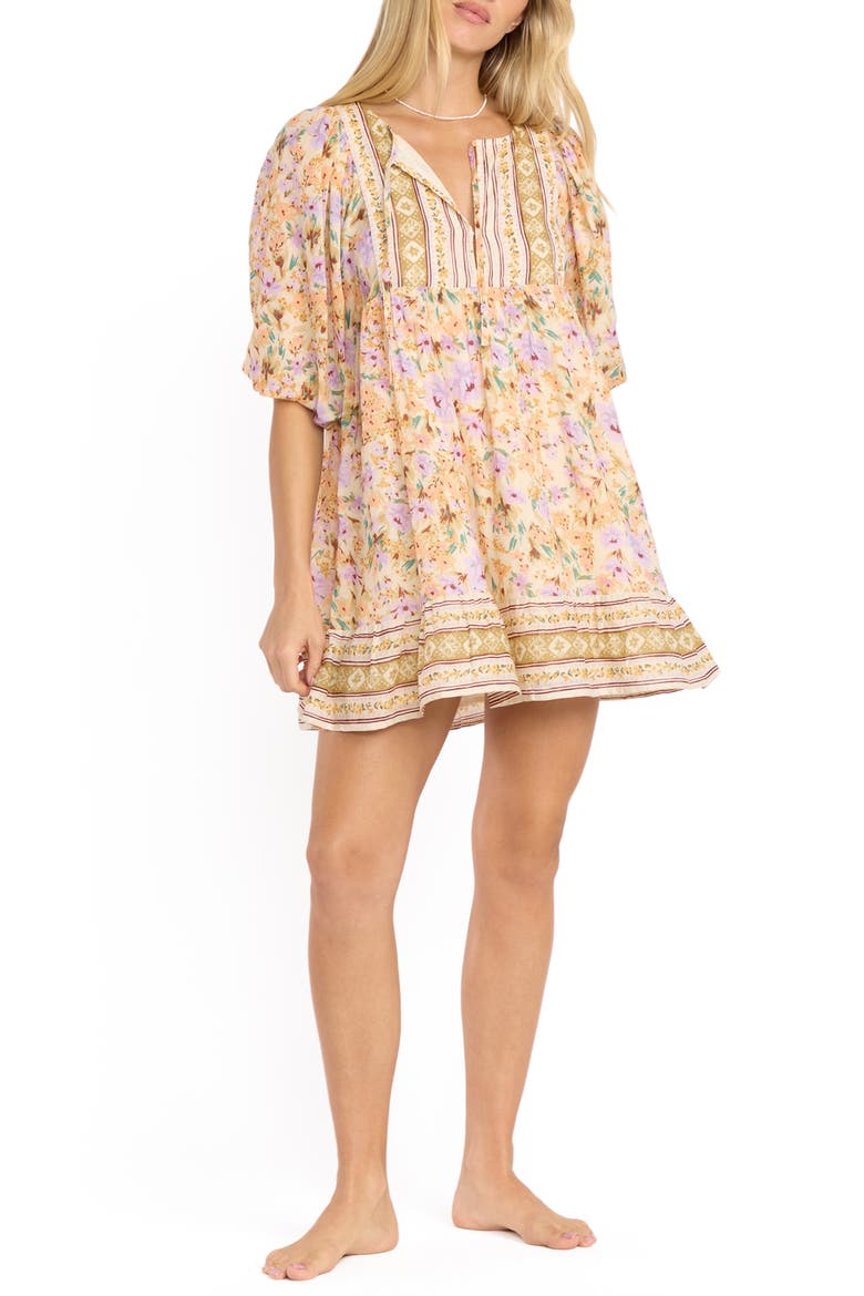 Ambers Floral Print Minidress, Main, color, WHITE CAP