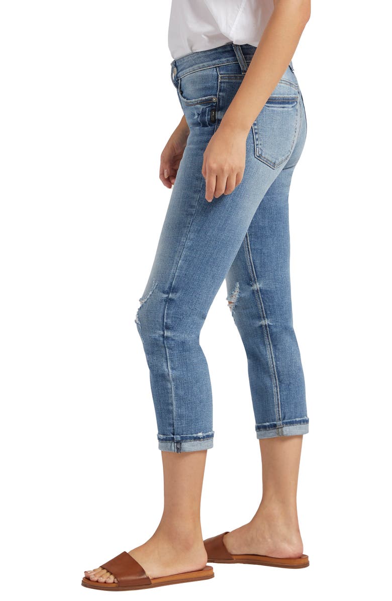 Silver Jeans Co. Suki Ripped Mid Rise Capri Jeans, Alternate, color, 