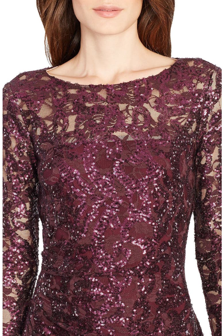 Sequin Lace Sheath Dress, Alternate, color, MARAKESH MAROON SHINE