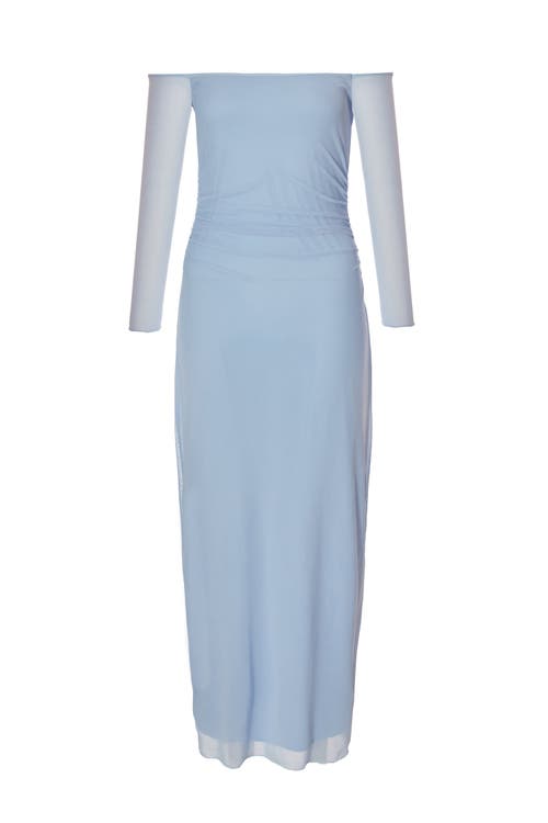 Quiz Bardot Mesh Maxi In Pale Blue
