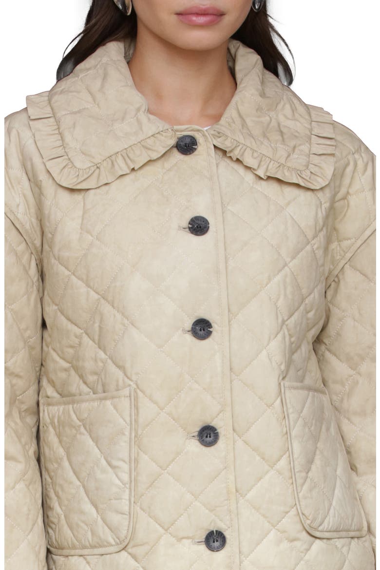 Ruffle Collar Quilted Jacket, Alternate, color, SAND
