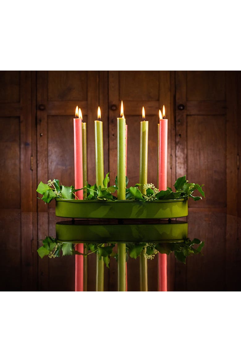 Oval Metal Candle Platter, Alternate, color, Olive