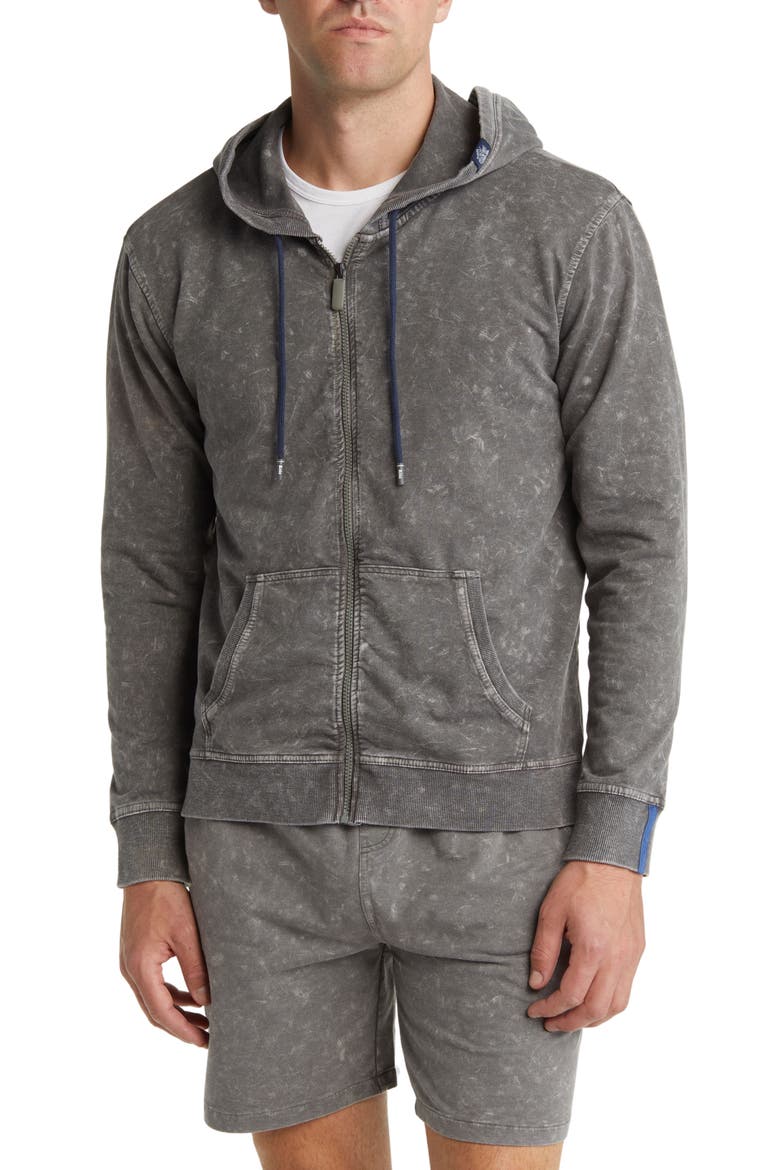 Acid Wash Fleece Zip Hoodie, Alternate, color, GREY