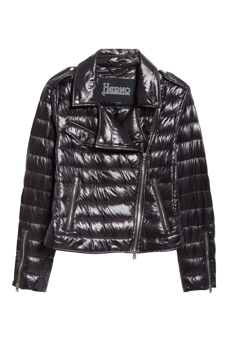 Ultralight Down Moto Jacket, Alternate, color, BLACK