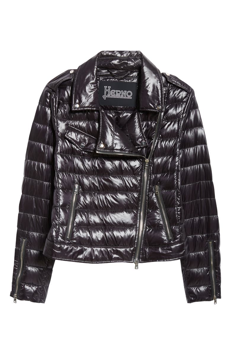 Herno Ultralight Down Moto Jacket, Alternate, color, Black