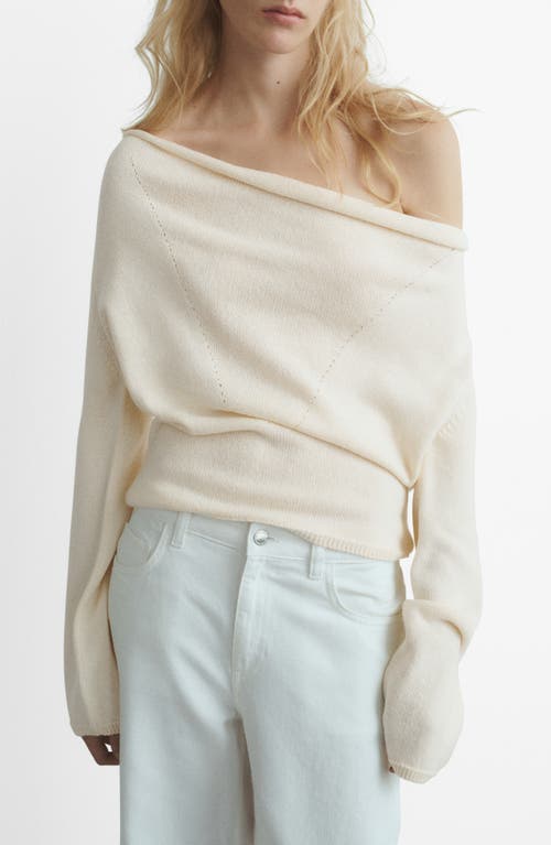Mango Cowl Neck Sweater In White