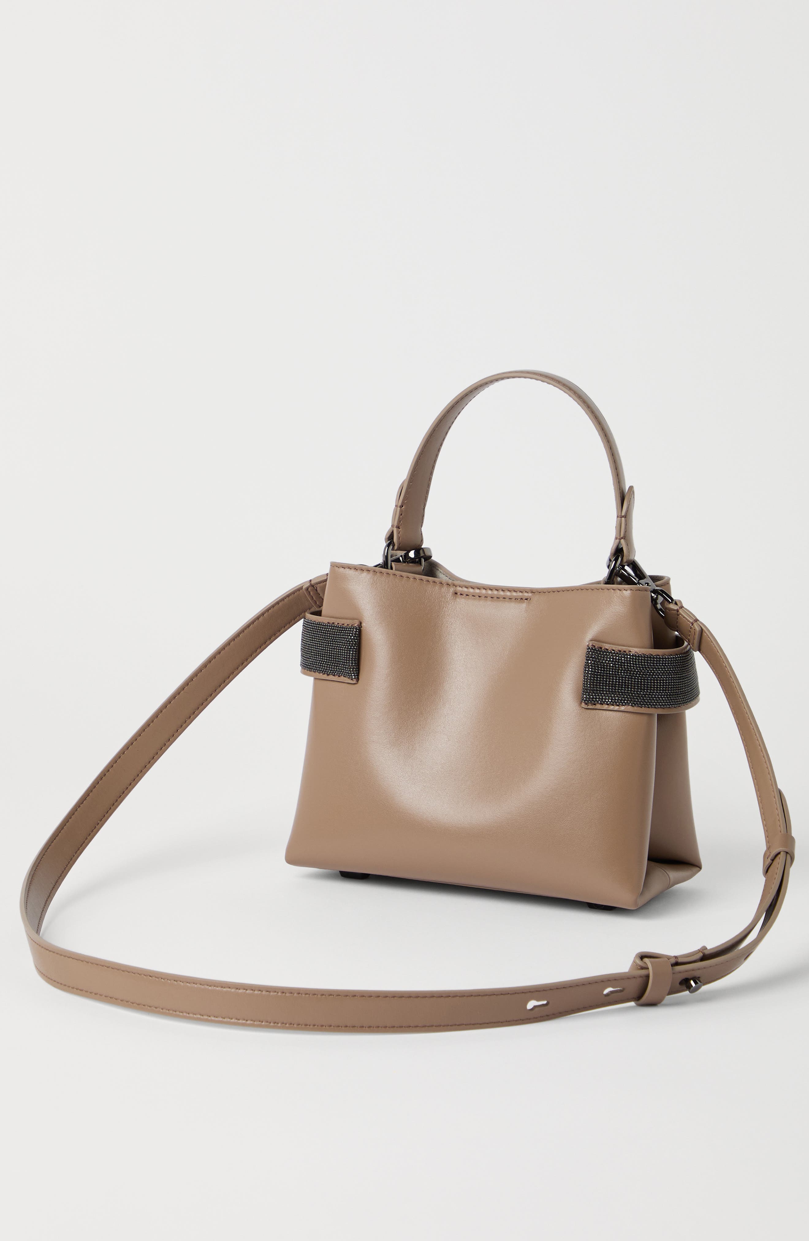 Brunello Cucinelli Small Top-Handle Essence bag, Alternate, color, Hazelnut