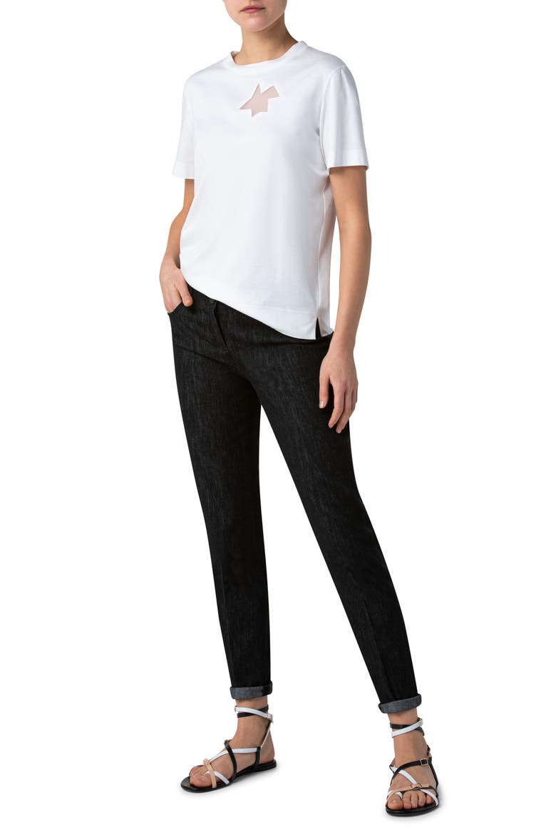 Sheer Inset Jersey T-Shirt, Alternate, color, ECRU