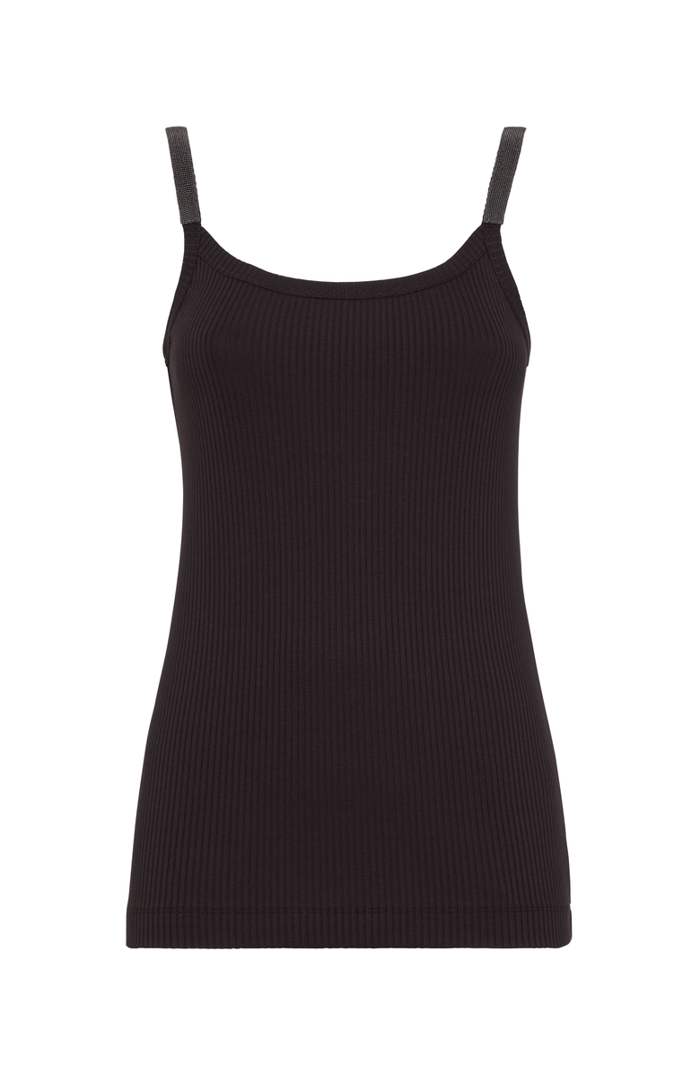 Brunello Cucinelli Ribbed jersey top, Main, color, 