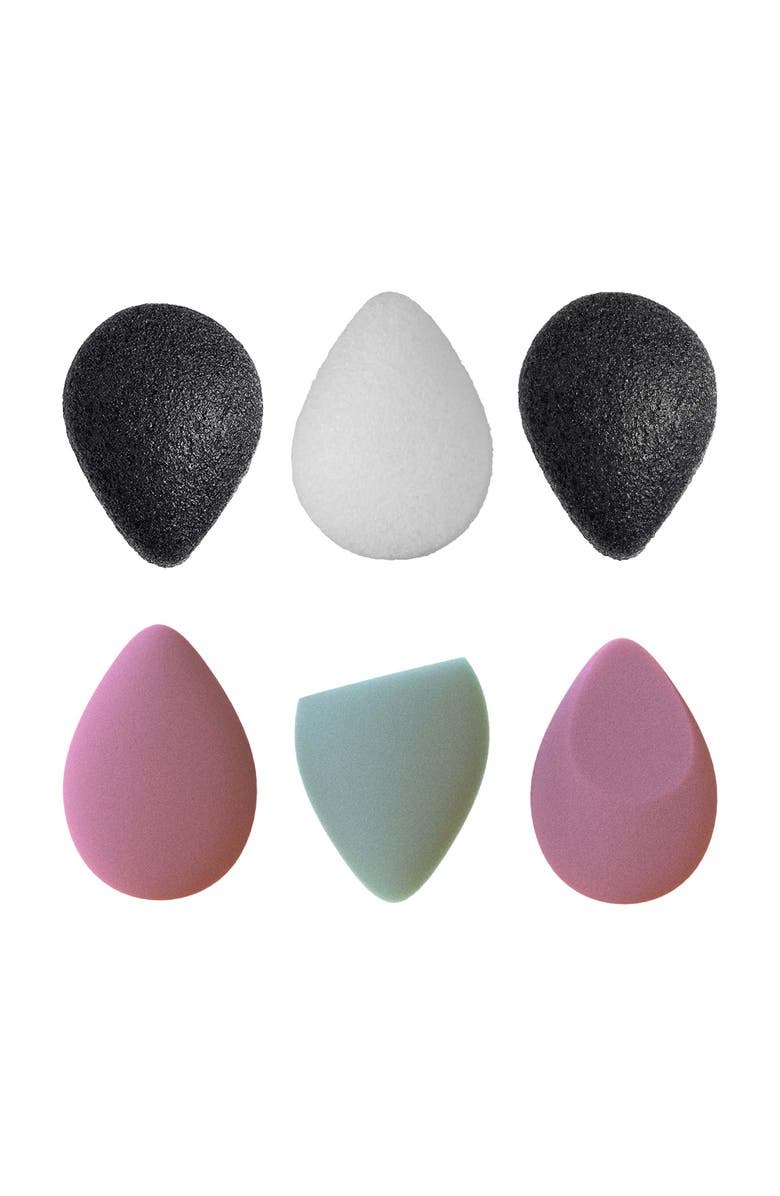PURSONIC Skin & Beauty Essentials Bundle Konjac Sponge Duo, Charcoal Konjac Sponge & 3-Pack Makeup Sponge Set, Alternate, color, Multicolor