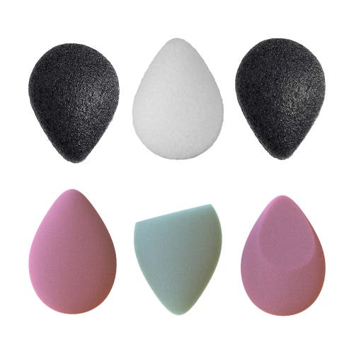 Pursonic Skin & Beauty Essentials Bundle Konjac Sponge Duo, Charcoal Konjac Sponge & 3-pack Makeup S In Multicolor
