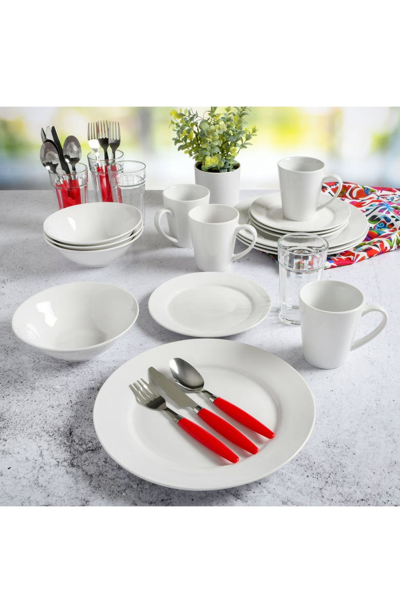 Gibson Regal White II 32 Piece Fine Ceramic Dinnerware Combo Set, Alternate, color, White