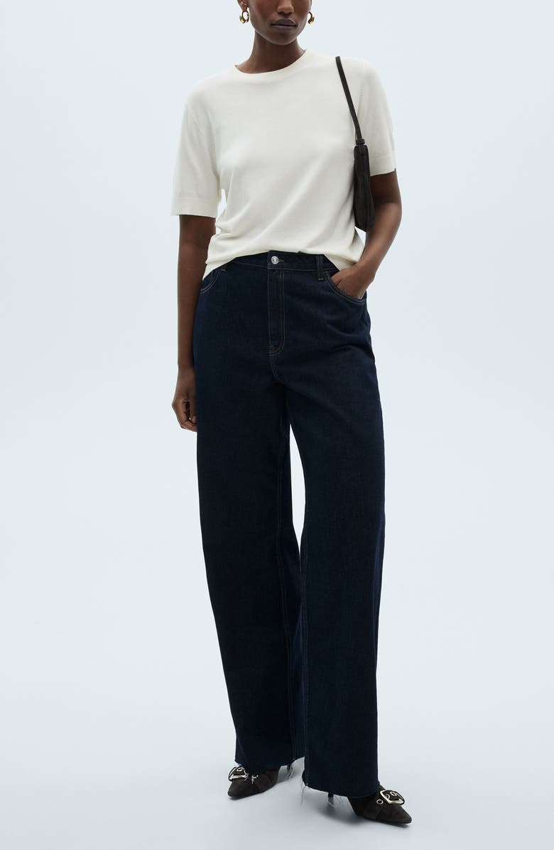 MANGO Short Sleeve Sweater, Alternate, color, Ecru