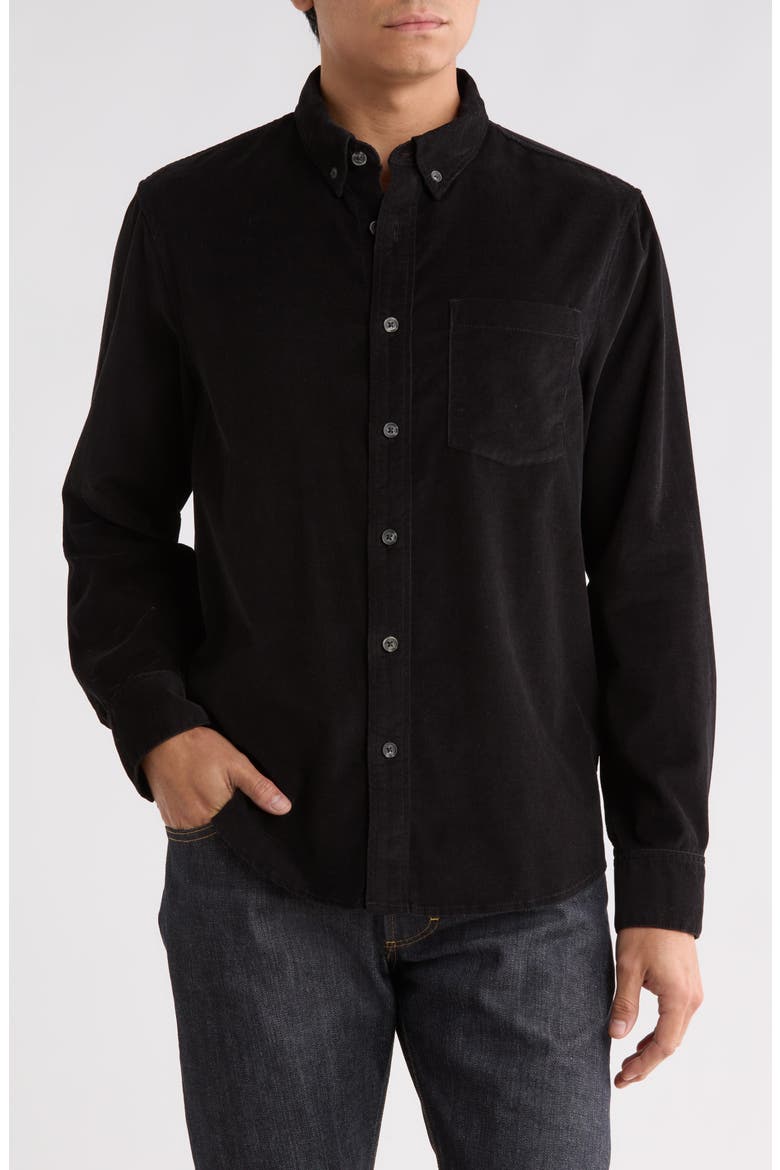 Corduroy Button-Down Shirt, Main, color, BLACK