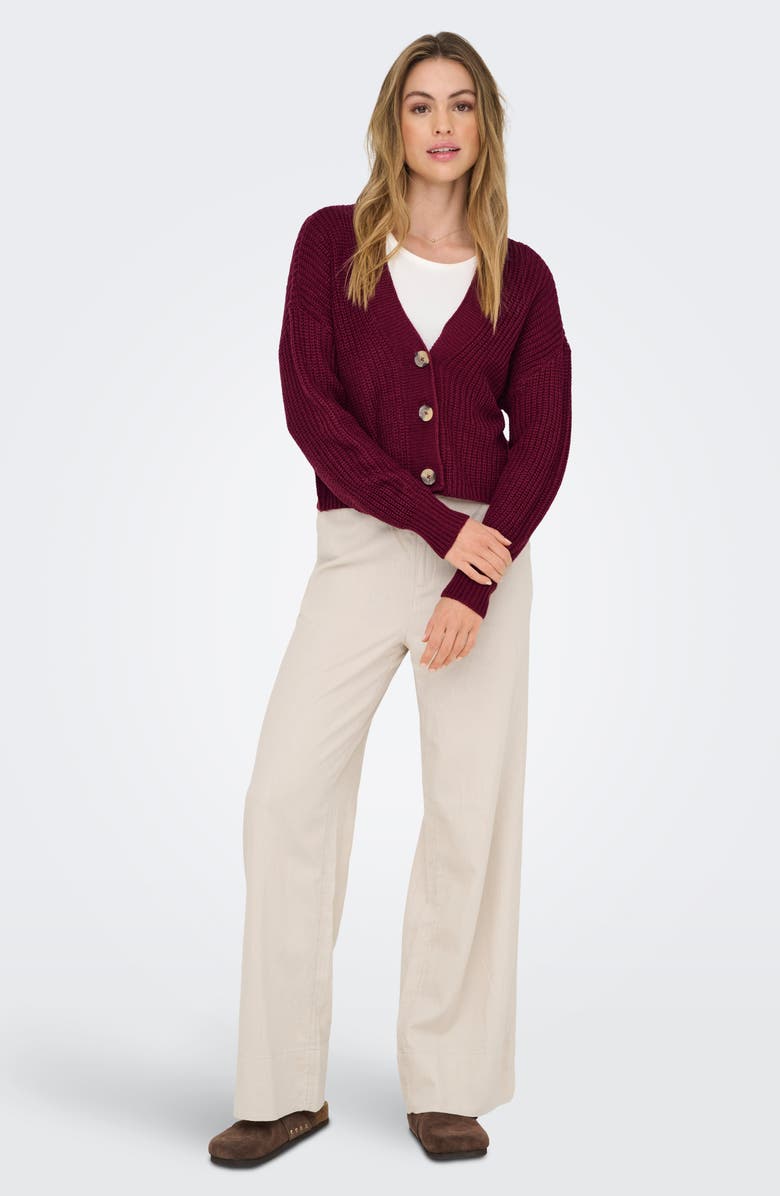 Only Carol Crop Cardigan, Alternate, color, Cabernet