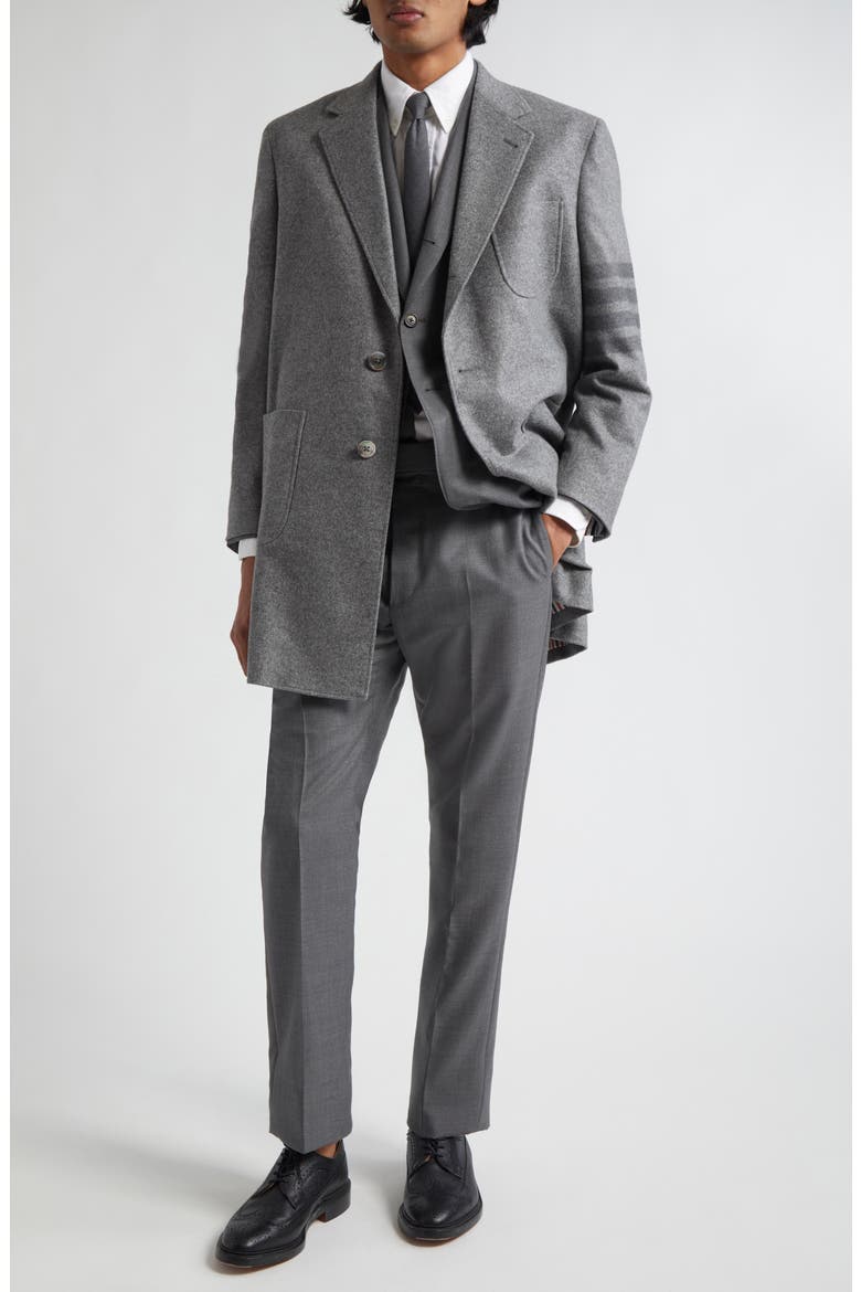 4-Bar Patch Pocket Cashmere Felt Topcoat, Alternate, color, MEDIUM GREY