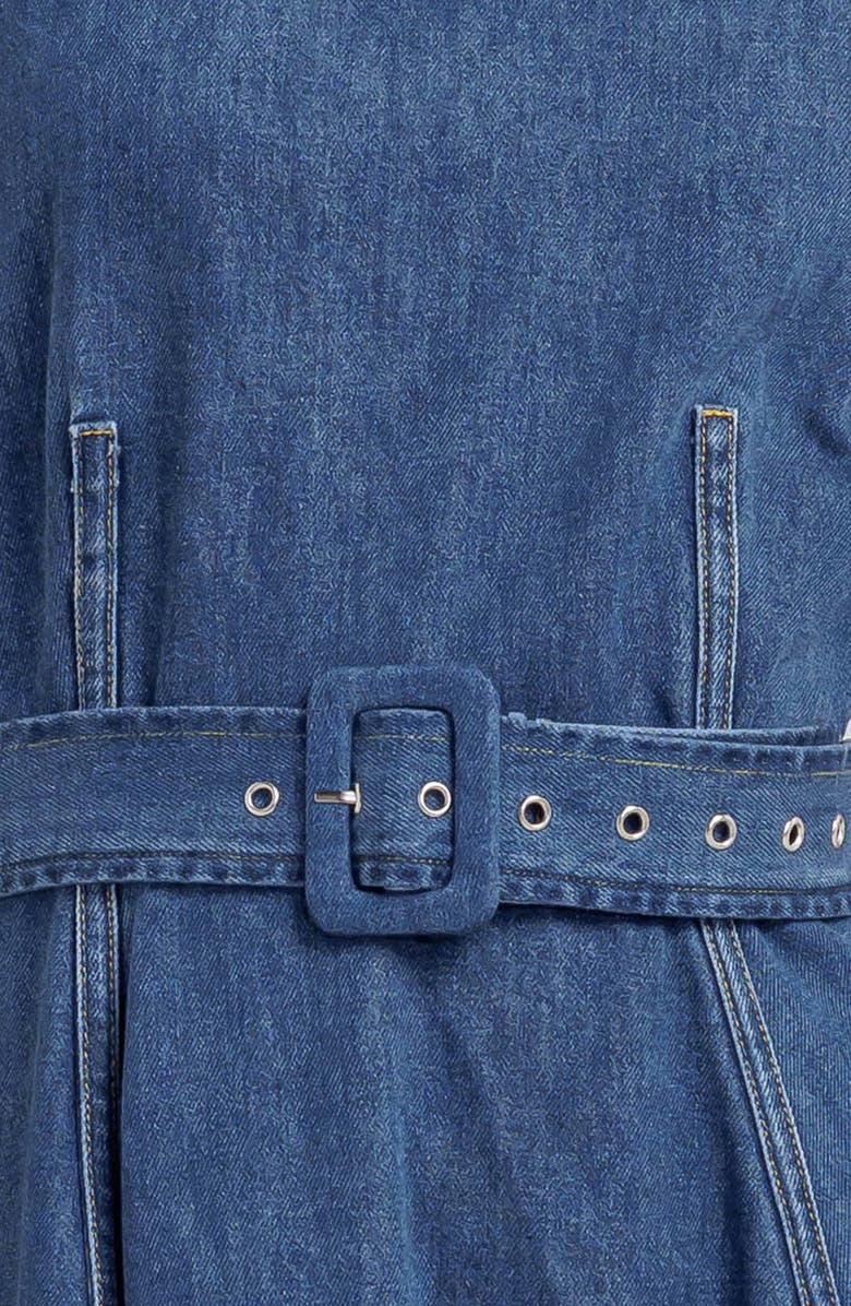 FREEMARKET Sleeveless Belted Denim Dress, Alternate, color, Indigo