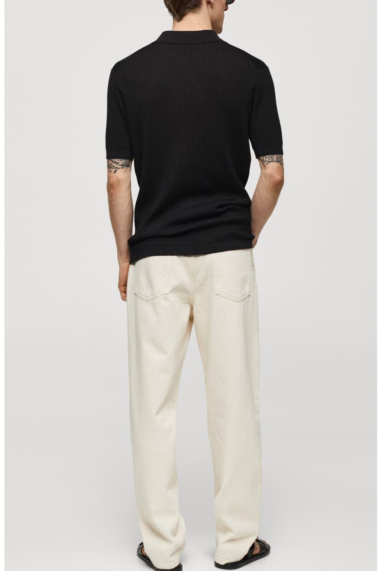 Rib Knit Polo, Alternate, color, BLACK